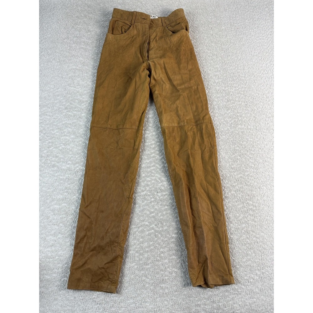 Pia Rucci Pants Womens 2 Petite Brown Genuine Leather Lined Zip Fly NWT D1307P